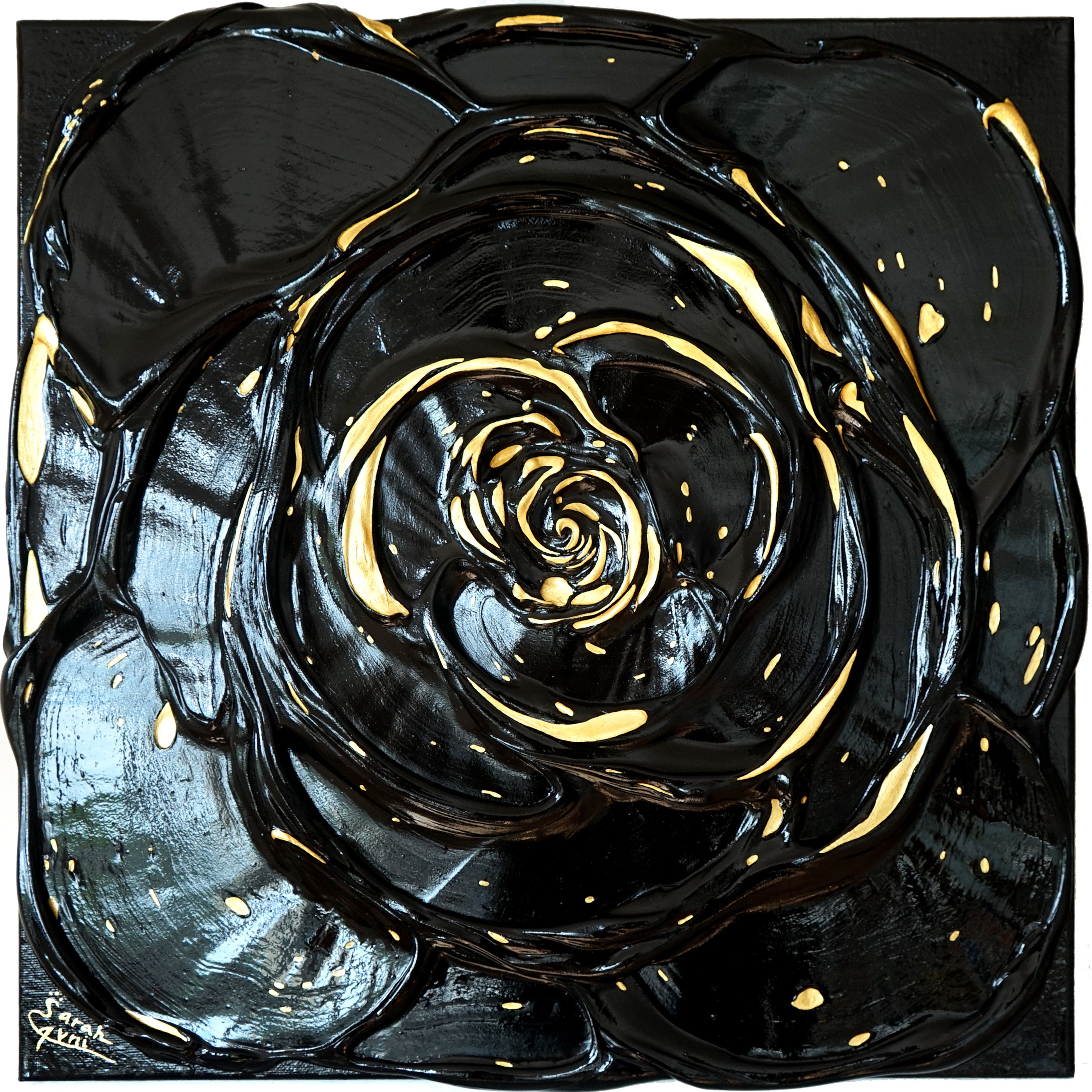 Little Black Rose with a Touch of Gold I.