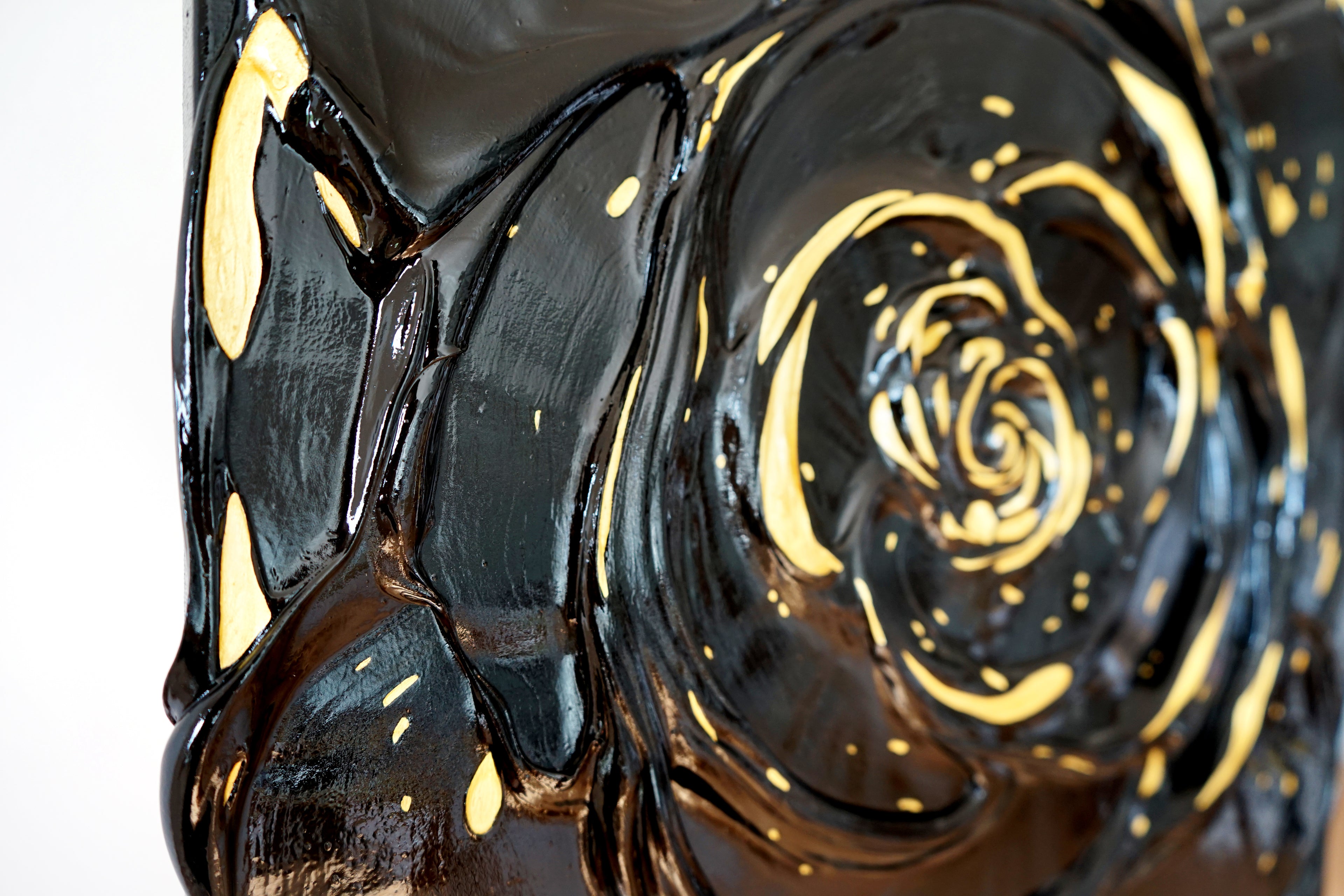 Little Black Rose with a Touch of Gold I.
