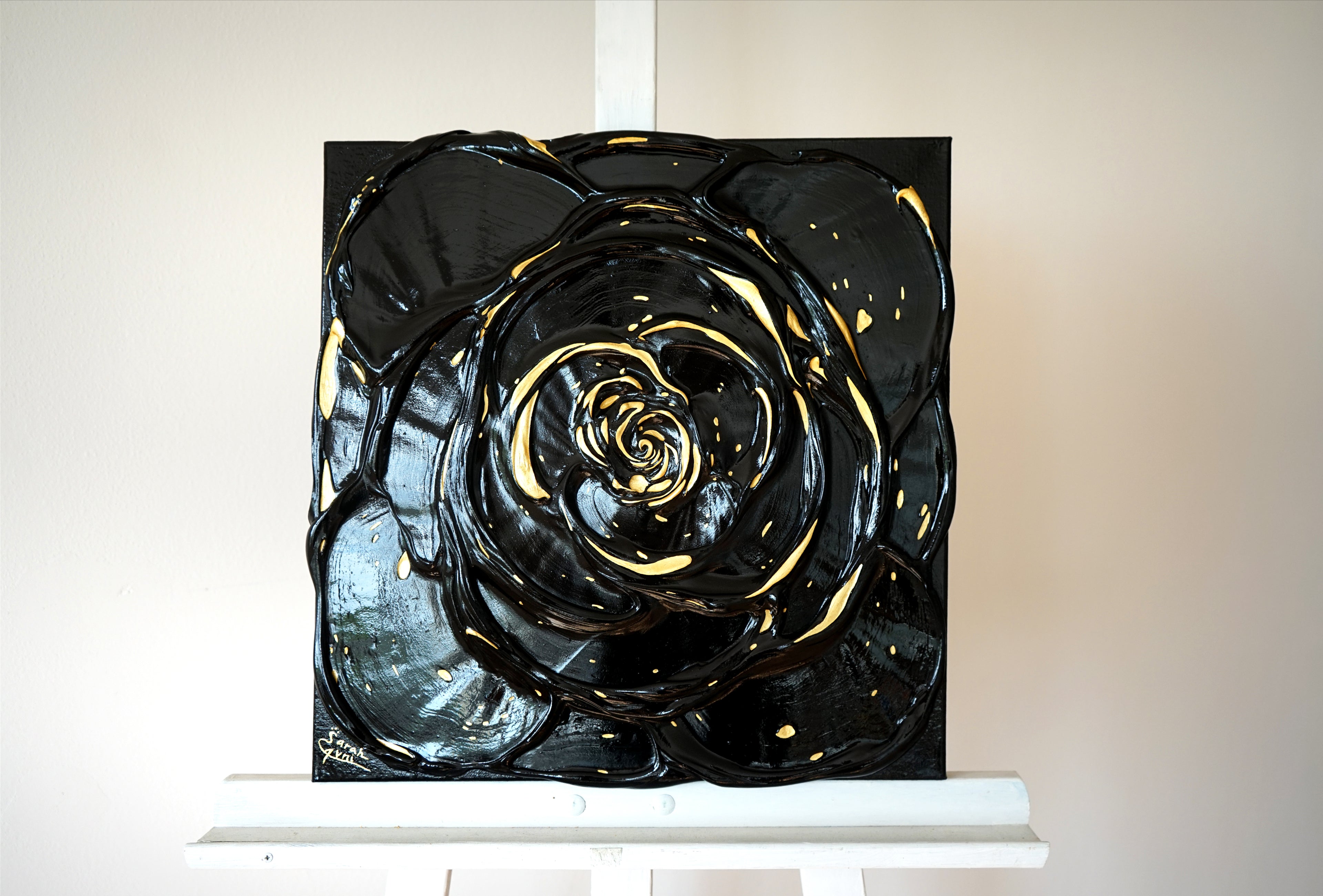 Little Black Rose with a Touch of Gold I.