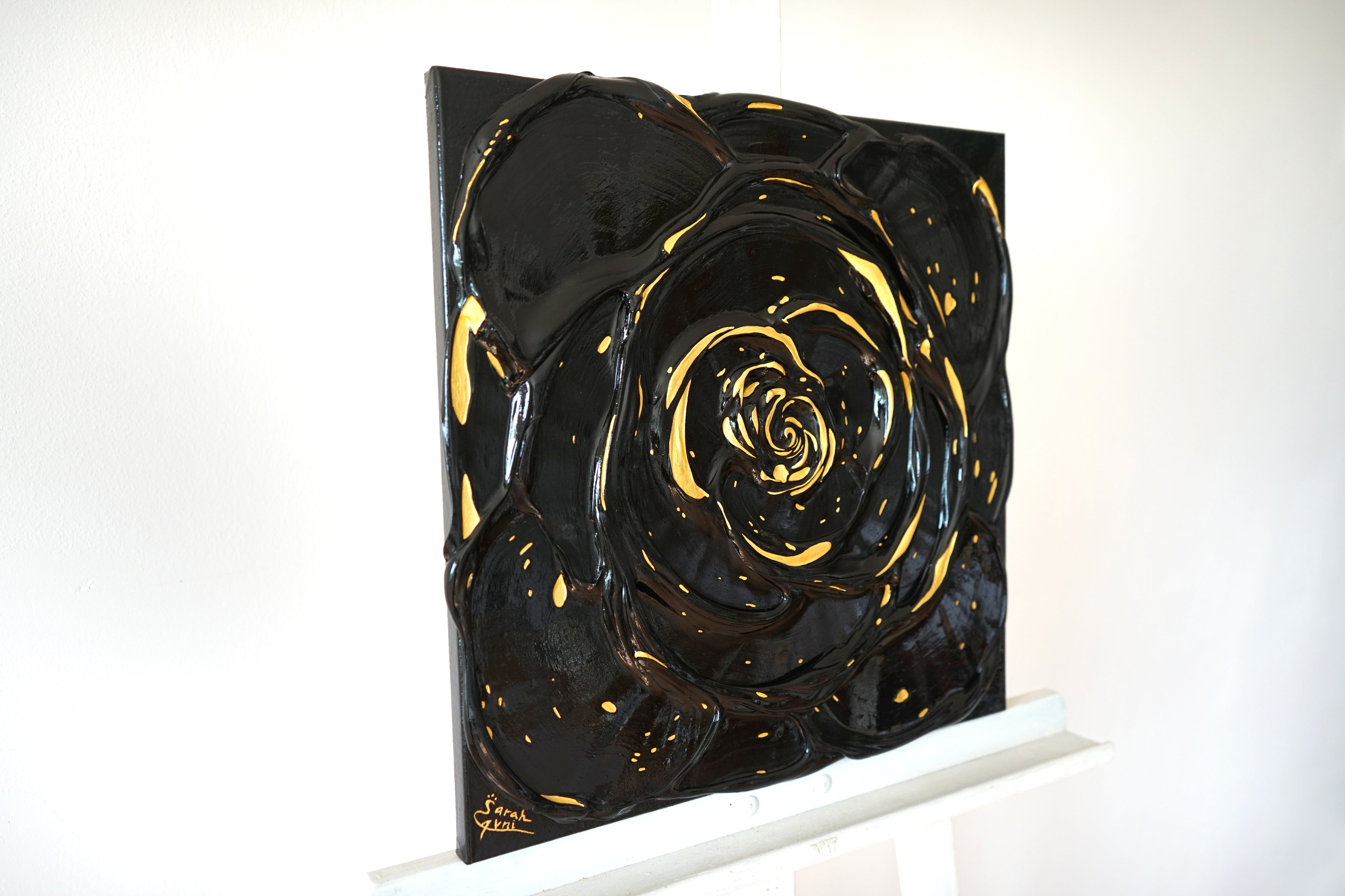 Little Black Rose with a Touch of Gold I.