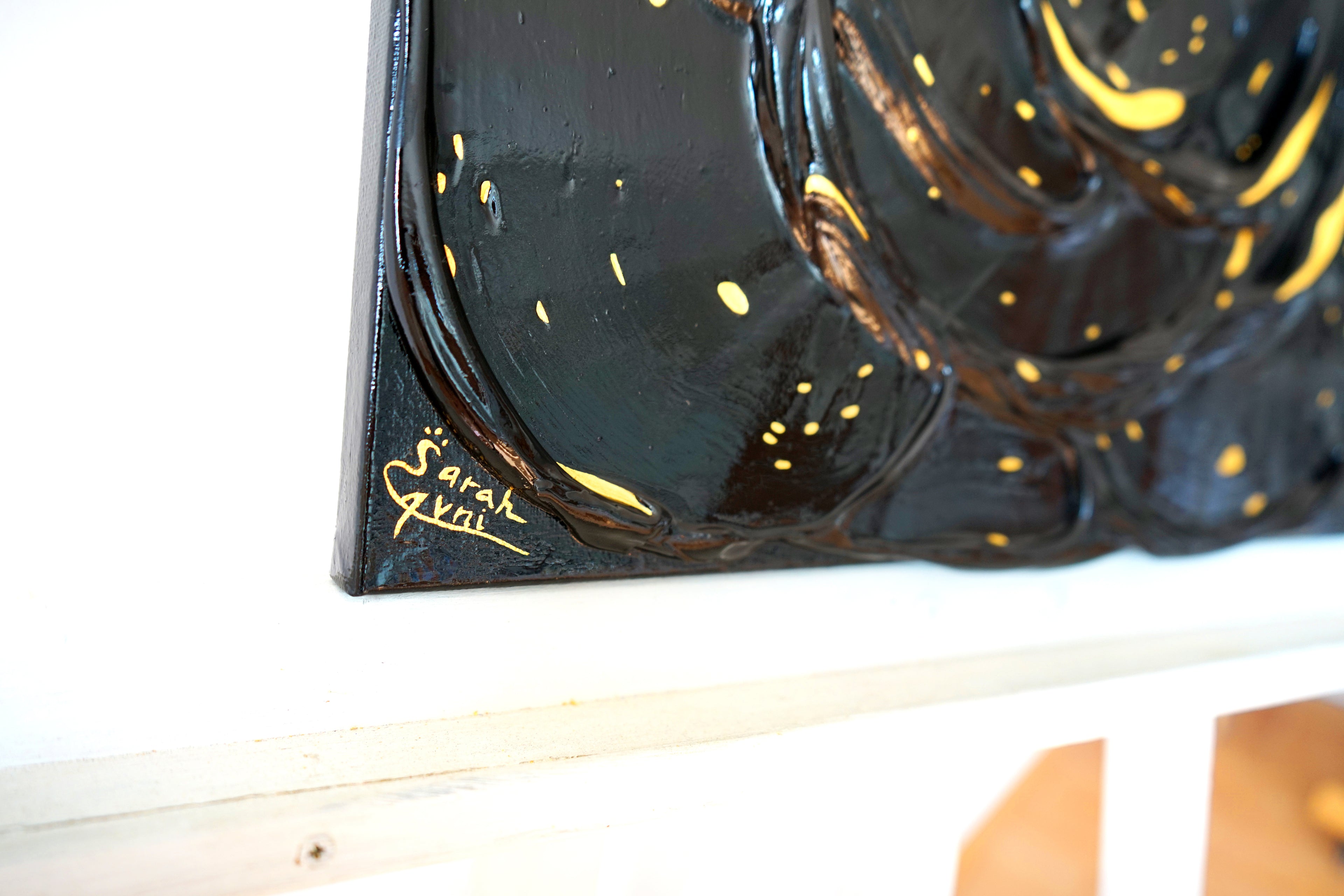 Little Black Rose with a Touch of Gold I.