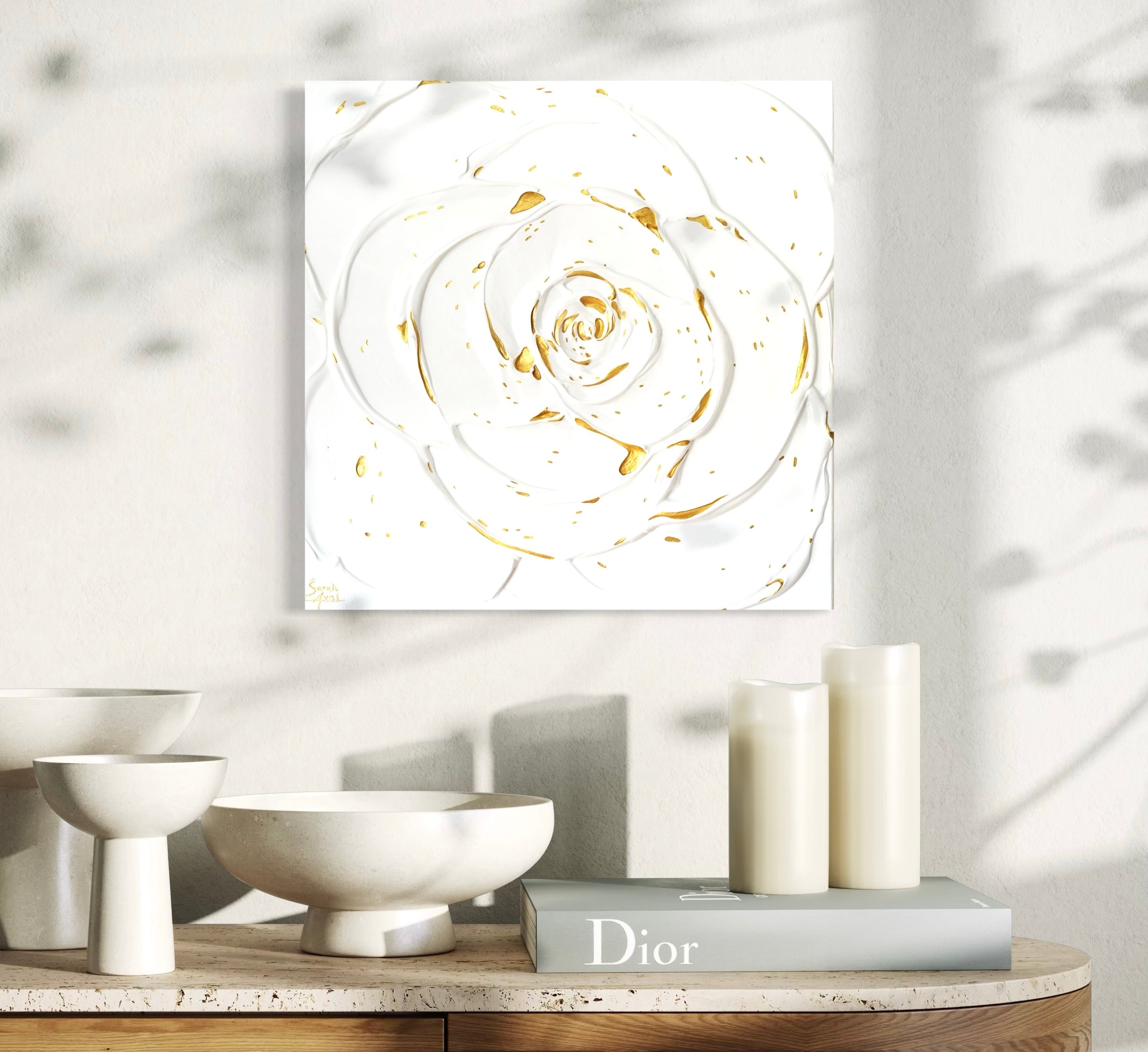 Little White Rose with a Touch of Gold III. (3I25)