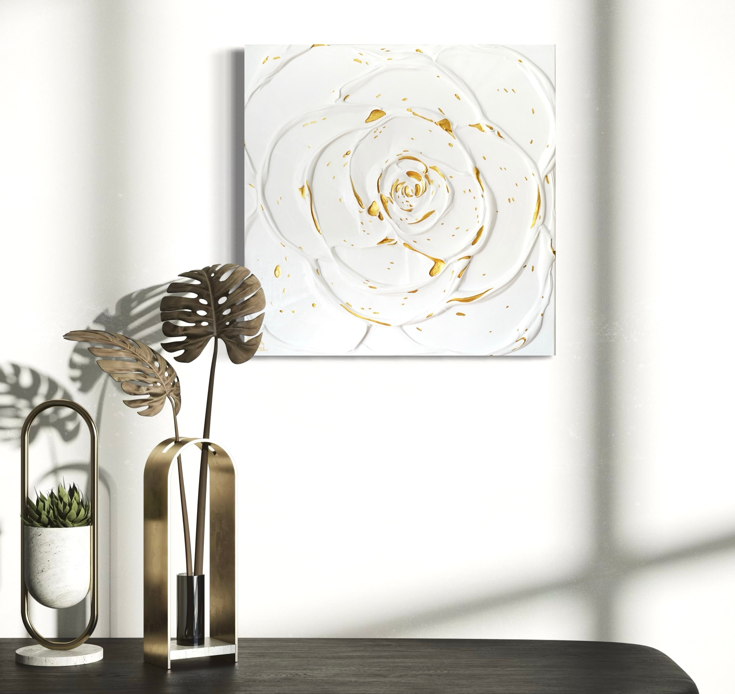 Little White Rose with a Touch of Gold III. (3I25)
