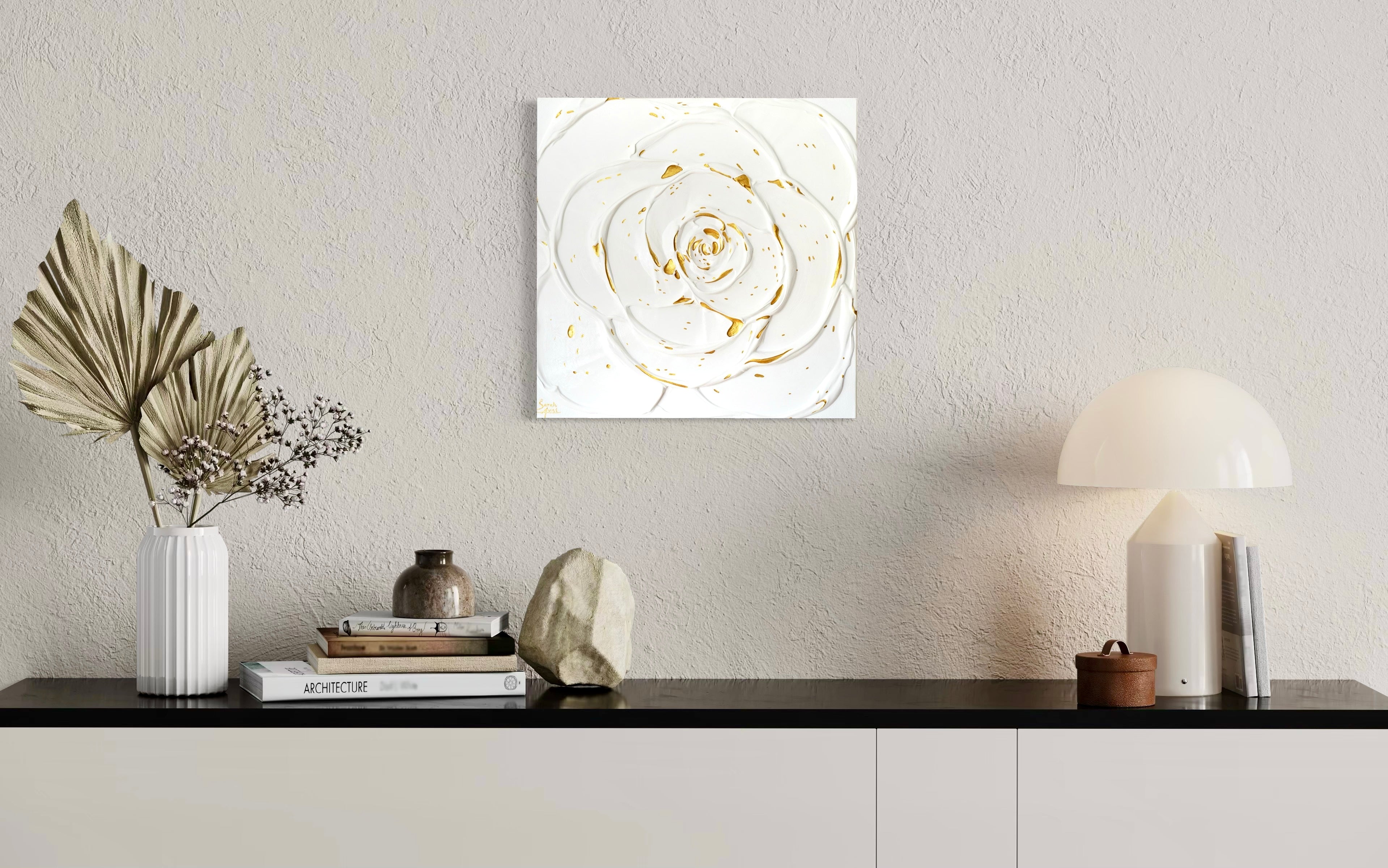 Little White Rose with a Touch of Gold III. (3I25)